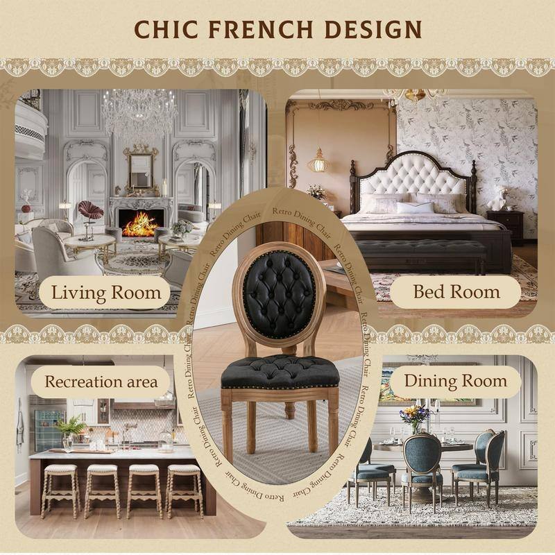 French Style Solid Wood Dining Chair with Nailhead Set of 4
