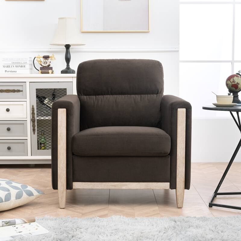 Stylish Living Room Sofa with High-Resilience Foam and Rubber Wood Legs - Easy Assembly - Brown