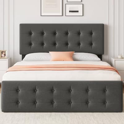 Bed Frame with 4 Storage Drawers and Headboard