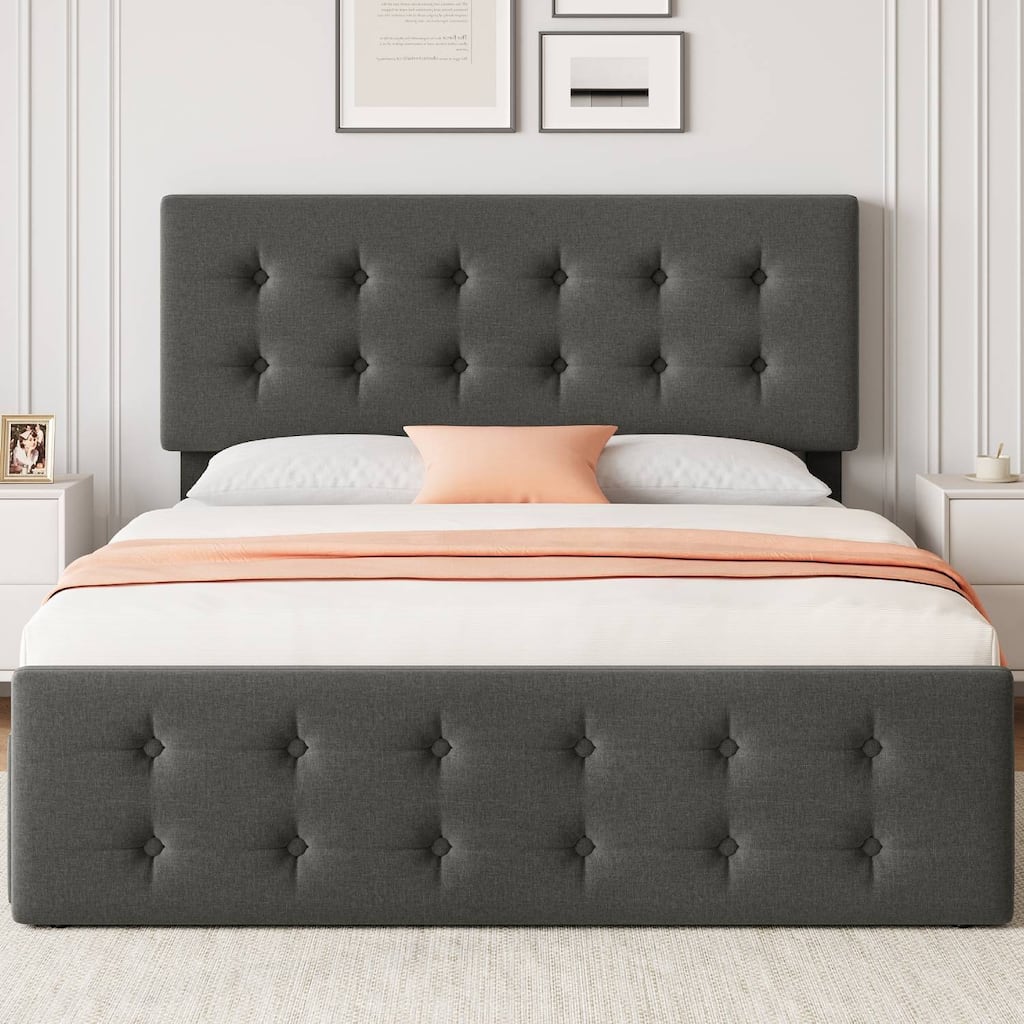 Bed Frame with 4 Storage Drawers and Headboard