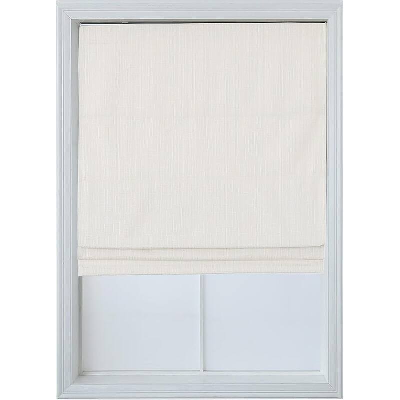Cordless Room Darkening Roman Shades for Windows, Textured Woven Thermal Insulated Roman Blind - 29x64 - White