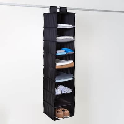 Black Polyester 8-Shelf Hanging Closet Organizer