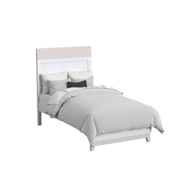 slide 2 of 2, Rowan Modern Wood Complete Twin Bed, Ash Linen White