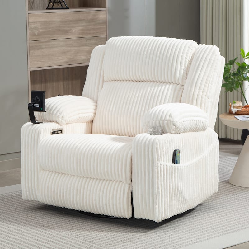 Oversized 270° Swivel Rocker Recliner Chair with Adjustable Headrest & Infinite Position
