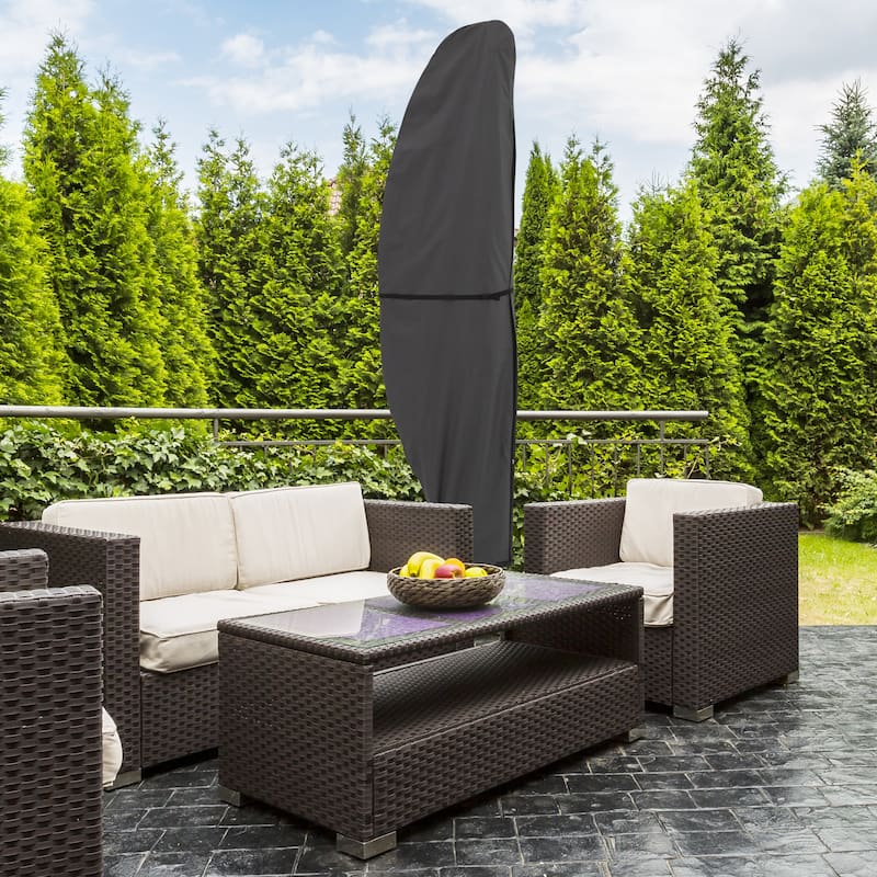 Offset Outdoor Umbrella Cover - Heavy-Duty Waterproof Protection for Banana Frame Umbrellas by Pure Garden (Gray) - Grey