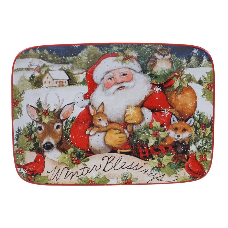 Certified International Magic Of Christmas Santa Rectangular Platter