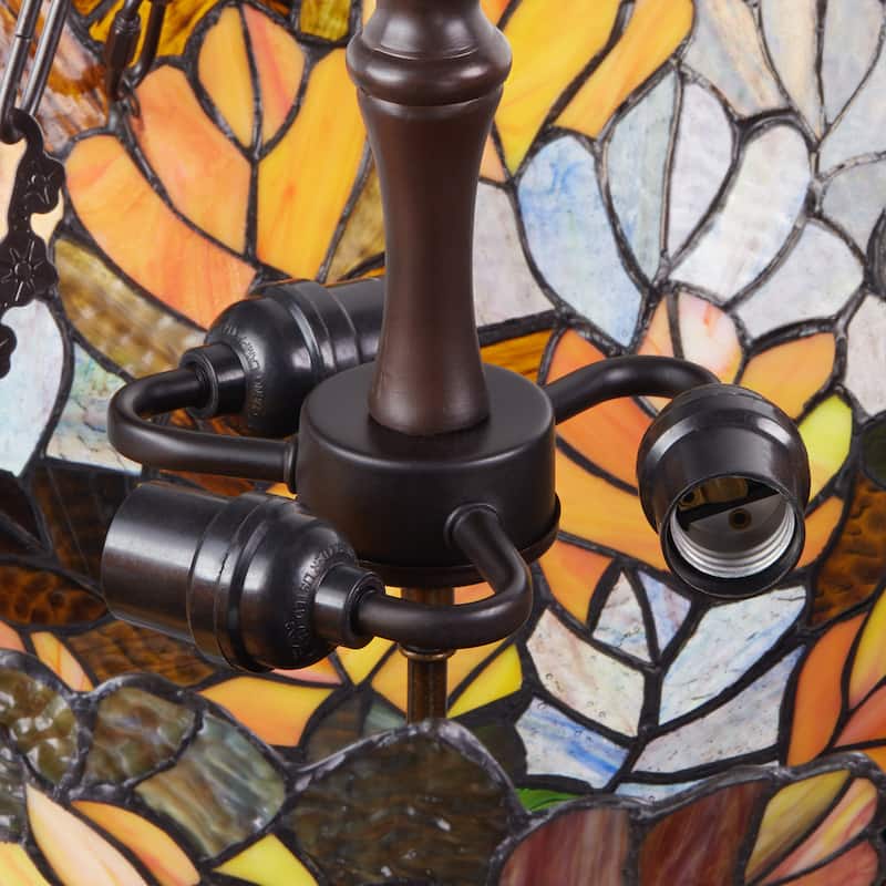 Melissa River of Goods Amber, Red, Yellow, and Brown Stained Glass 18-Inch Pendant Light with Adjustable Hanging Cord