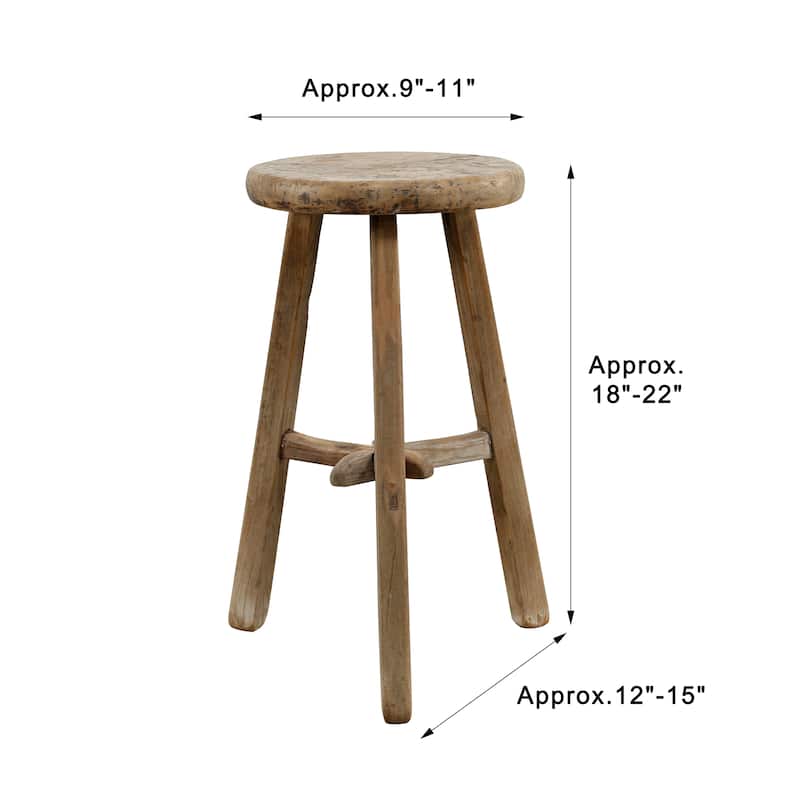 Artissance Round Vintage Stool, Weathered Natural Wood Finish (Size & Finish Vary) - 9'6" x 12'11"