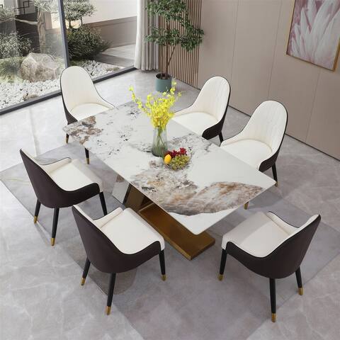 Sintered Stone 71 Inch Dining Table and 6 Chairs