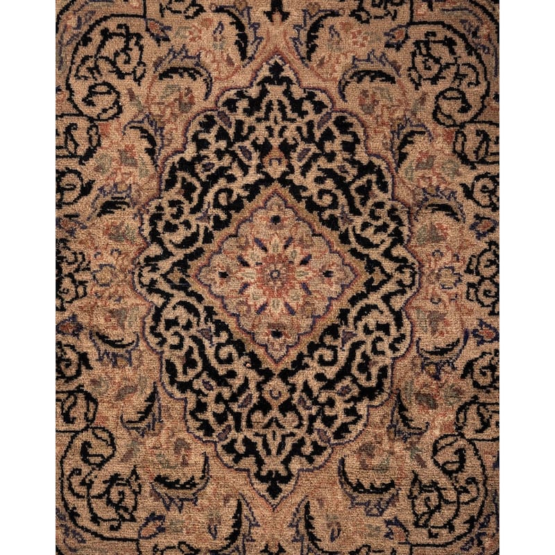 Overton Hand Knotted Wool Vintage Inspired Modern Contemporary Overdyed Beige Area Rug - 5' 1" x 8' 4"