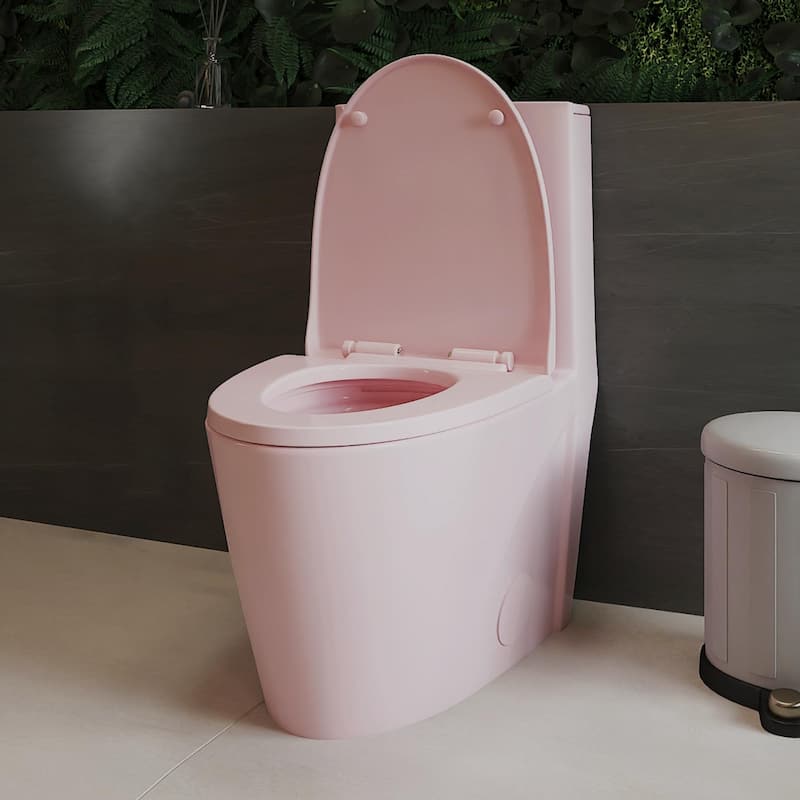 1.1/1.60 GPF Dual-Flush One Piece Toilet, Water-Saving Elongated Comfort Height Floor Mounted, Soft Close - Rose