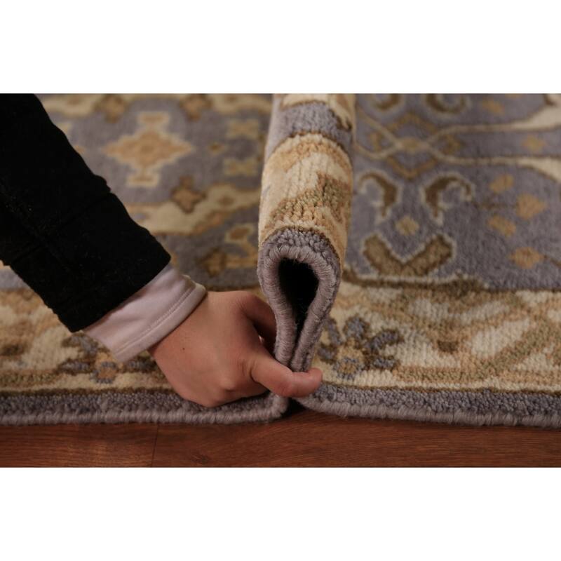 All-Over Oushak Indian Runner Rug Hand-Knotted Wool Carpet - 2'8"x 8'0"