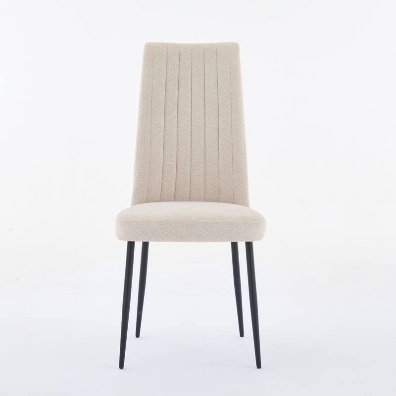 Modern Metal Frame Dining Chair Set of 2 with Sponge Seat 300lb Capacity 41.34" Height - Beige