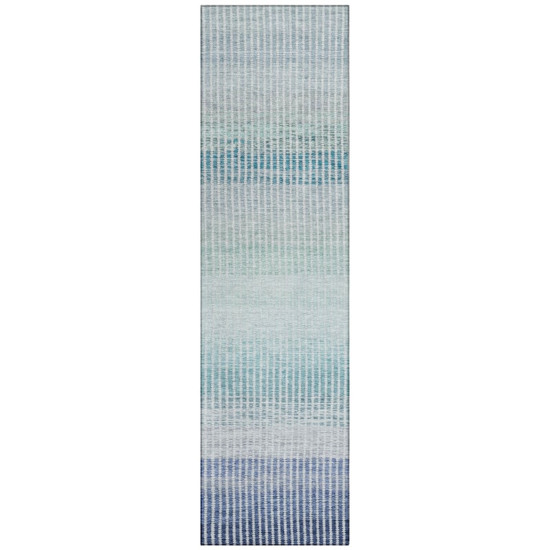Machine Washable Indoor/ Outdoor Contemporary Stripes Chantille Rug