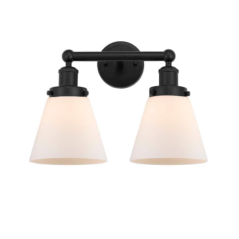 Innovations Lighting 616-2W-10-16 Cone Vanity Cone 2 Light 16" Wide - Matte Black / Matte White