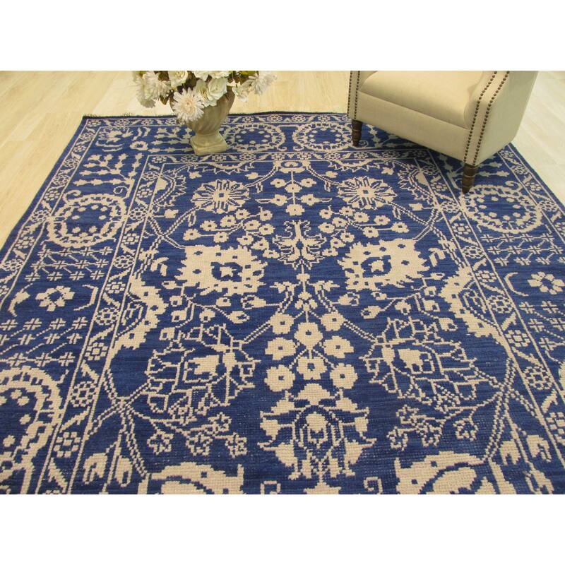 Hand-knotted Wool Blue Traditional Oriental Suzani Design Area Rug
