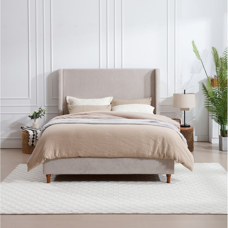 Tall Headboard Upholstered Bed Elegant Simplicity Bedroom Bed