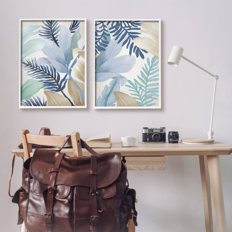 Stupell Tropical Flower Petal Leaf Sprigs Botanical Pastels 2 Piece Framed Wall Art, Design by Elizabeth Medley