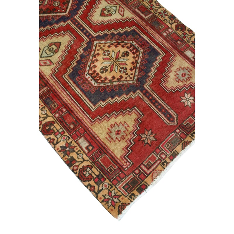 Fine Vintage Distressed Burak Navy/Red Runner - 3'0" x 10'7"