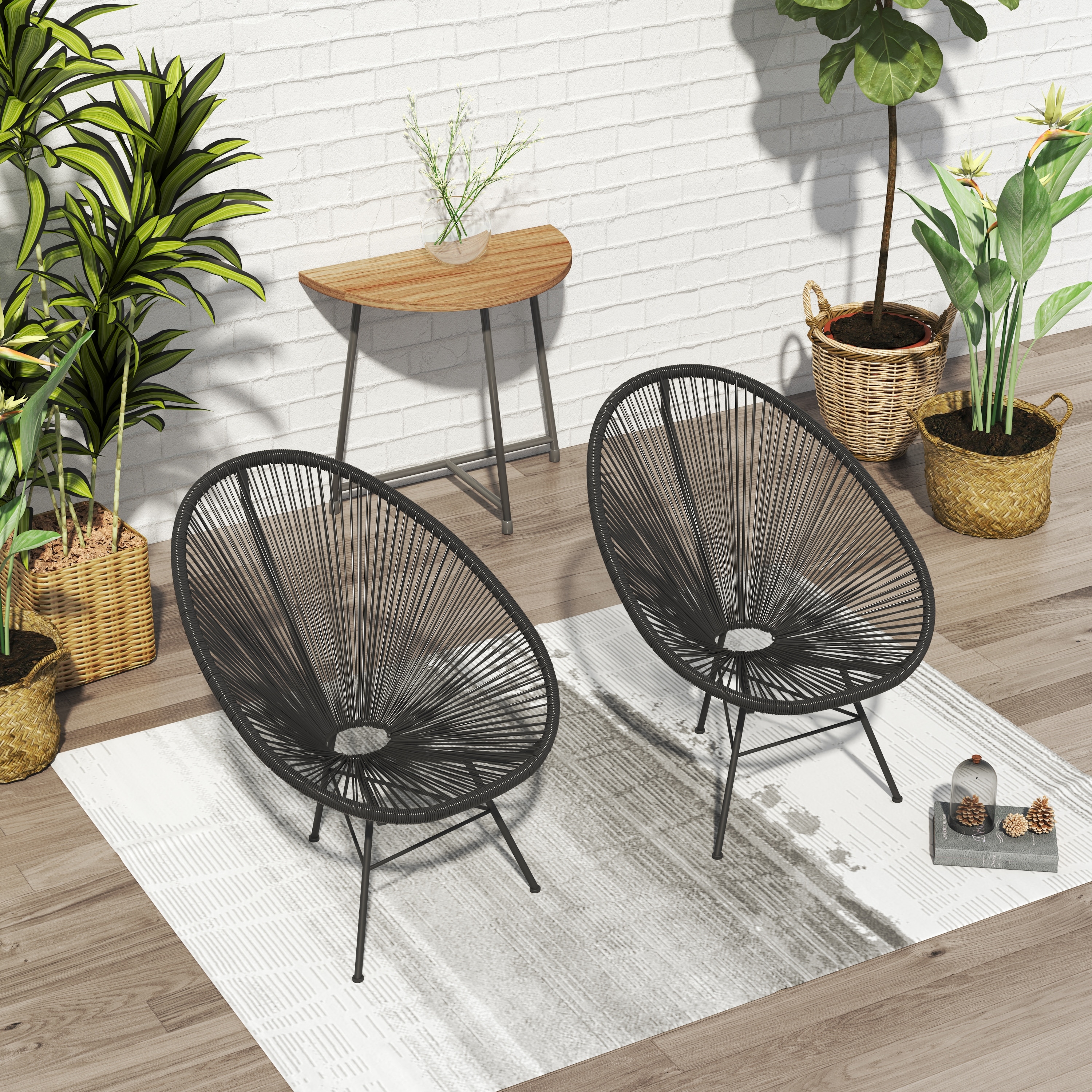Corvus Sarcelles Acapulco Modern Wicker Bistro Chairs Set of 2
