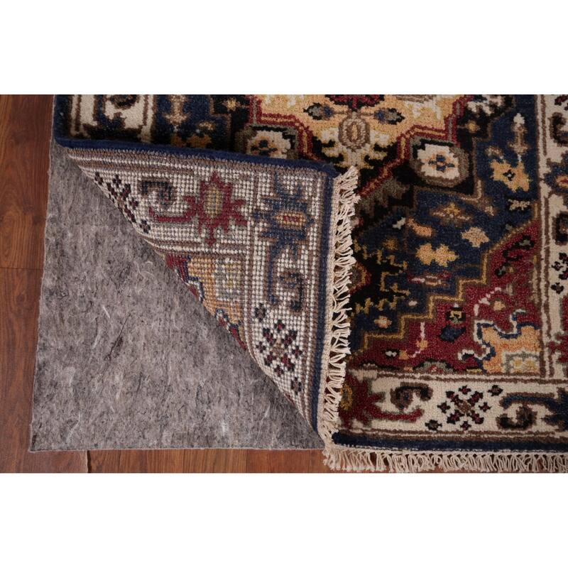 Blue Geometric Kazak Indian Runner Rug Handmade Oriental Wool Carpet - 2'8"x 8'2"