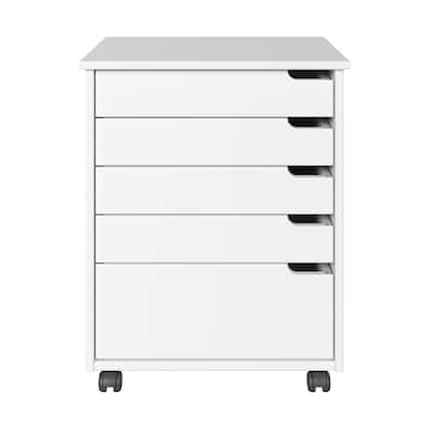 Adeptus Original Euro Roll Cart, Solid Wood, 4+1 Drawer Extra Wide Drawers Roll Carts, White