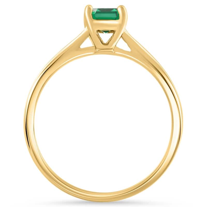 1Ct Emearald Solitaire Ring Yellow Gold Lab Grown
