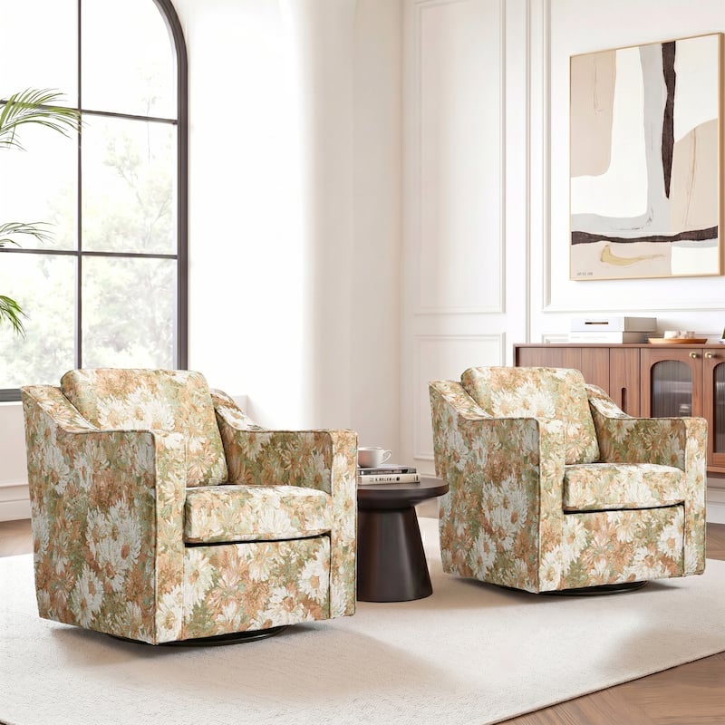 Modern Swivel Upholstered Armchair Accent chair Set of 2