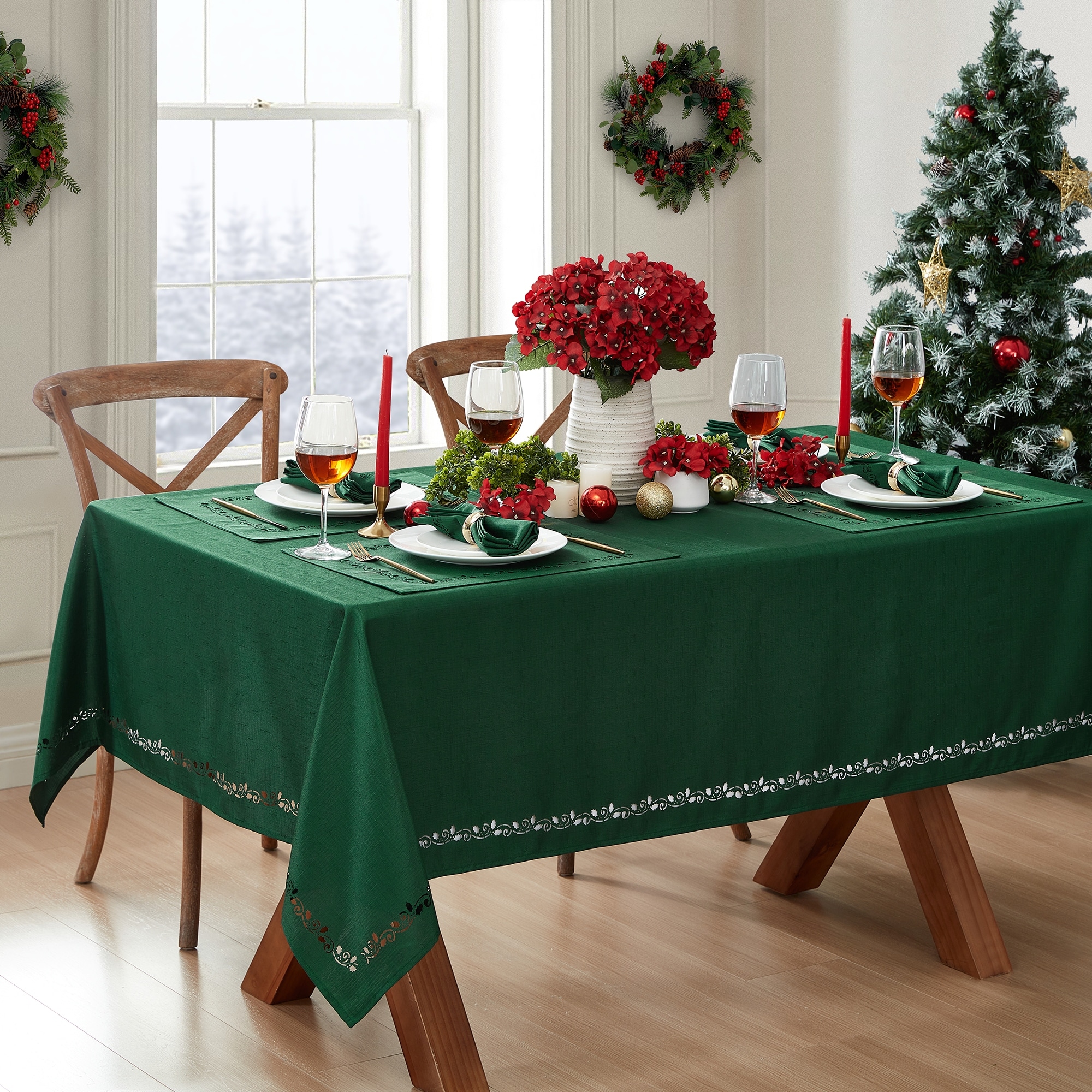 Holly Scroll Laser Cut Tablecloth
