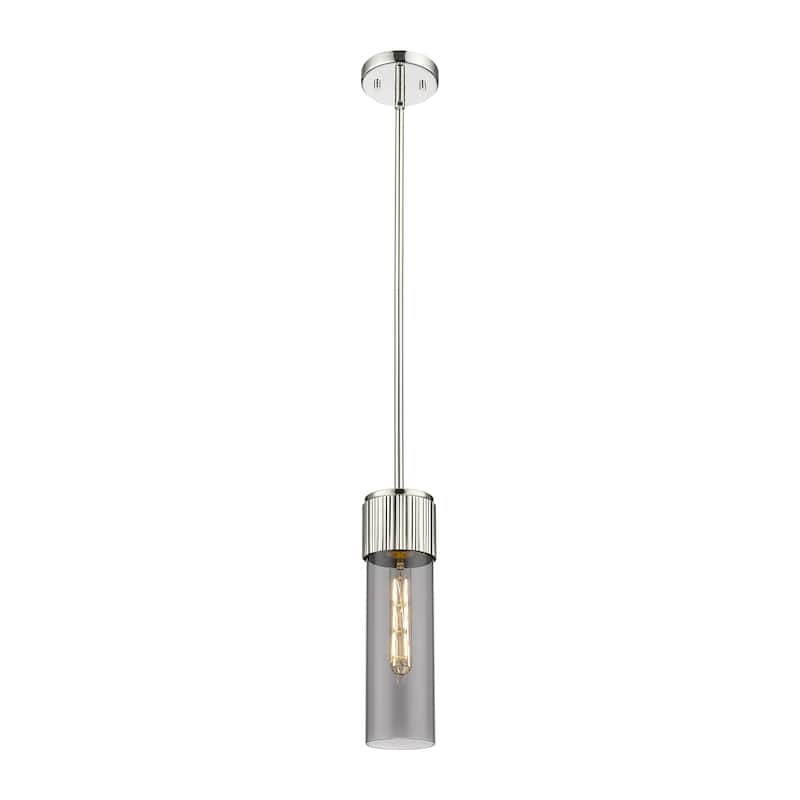 Innovations Lighting Bolivar - 1 Light 12" Stem Hung Pendant - Polished Nickel/Light Smoke