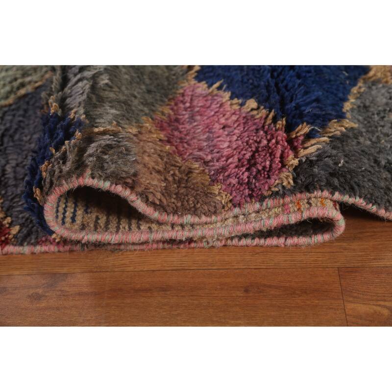 Checkered Geometric Moroccan Oriental Area Rug Handmade Wool Carpet - 9'1" x 12'8"