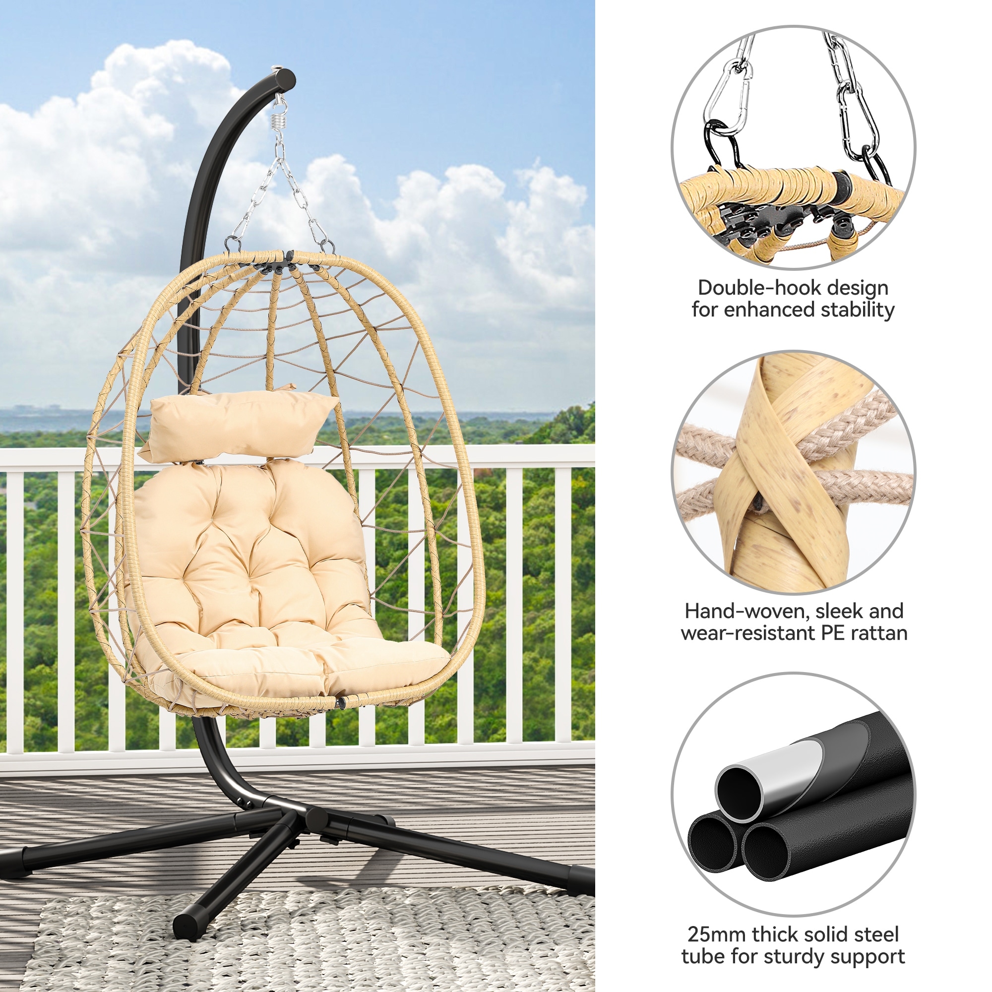Hanging Swing Chair with Stand for Indoor or Outdoor Relaxation-image
