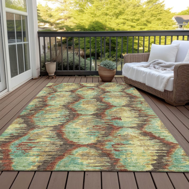 Machine Washable Indoor/ Outdoor Chantille Contemporary Abstract Rug - Fudge - 5' x 7'6"