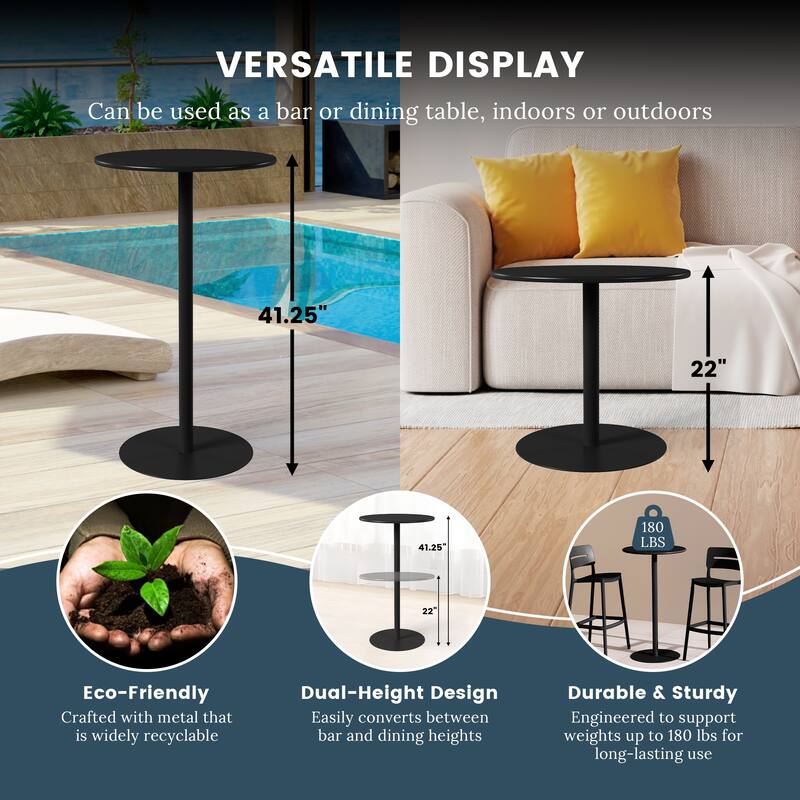 Frond and Form 2-Person Outdoor Round Dining Set Bar Height
