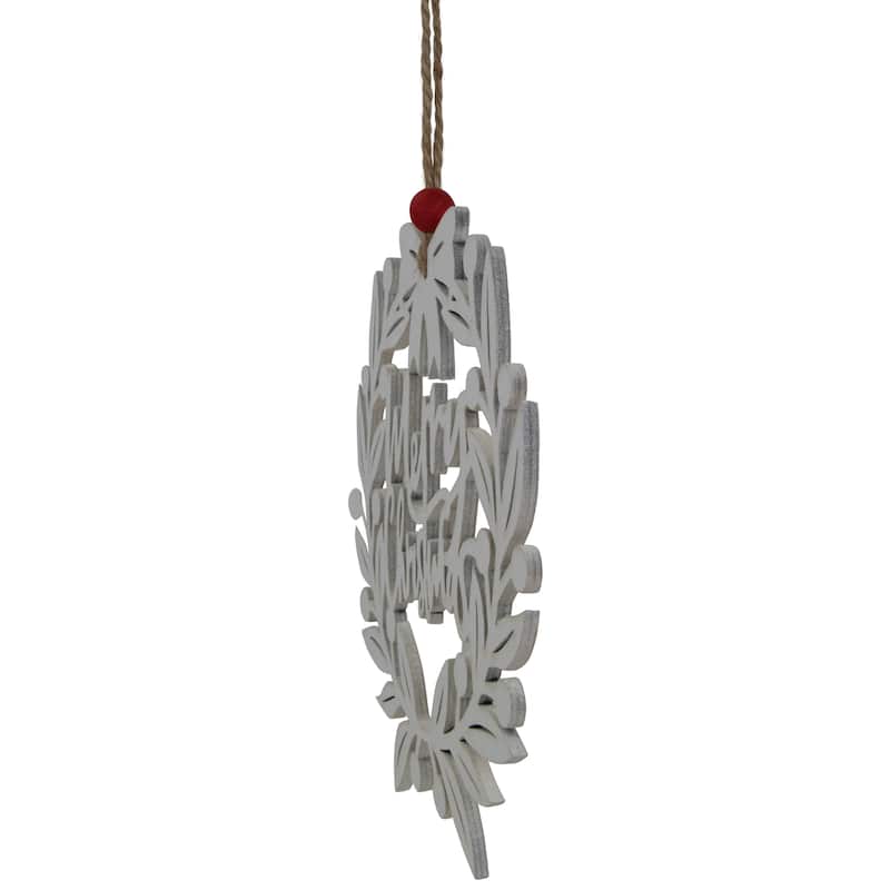 8" White "Merry Christmas" Wreath Cutout Hanging Ornament