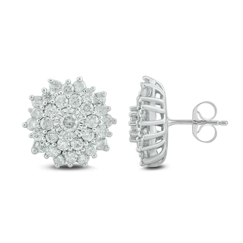 Cali Trove 10KT White gold with 1 ct TDW Fashion Earring.