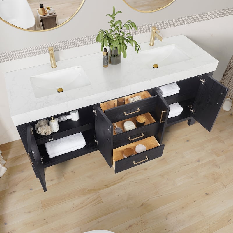 Miseno MV-LEON72-LWT León 72" Free Standing Double Basin Vanity Set