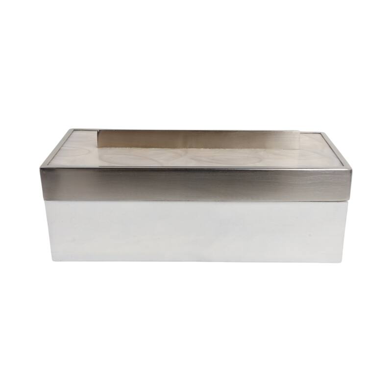 Decorative Wood and Resin Boxes with Removable Lid - 14", White - 14.25"
