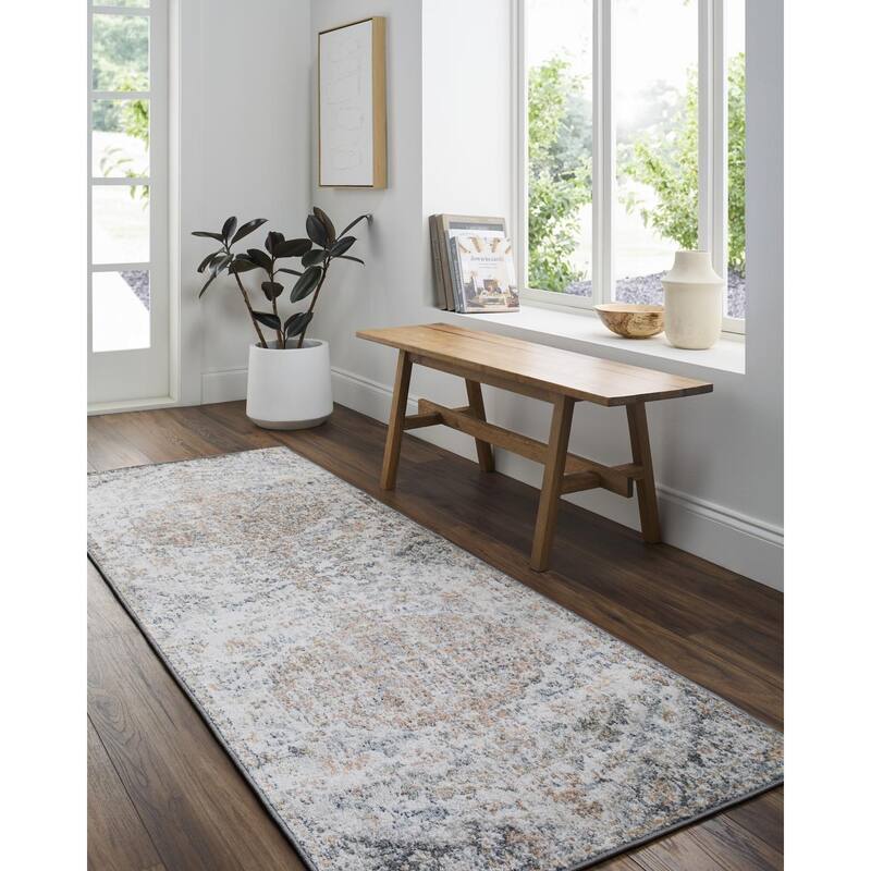 Livabliss Caressa Vintage Boho Area Rug - Cream/Medium Gray/Light Beige - 8'10" x 12'6"