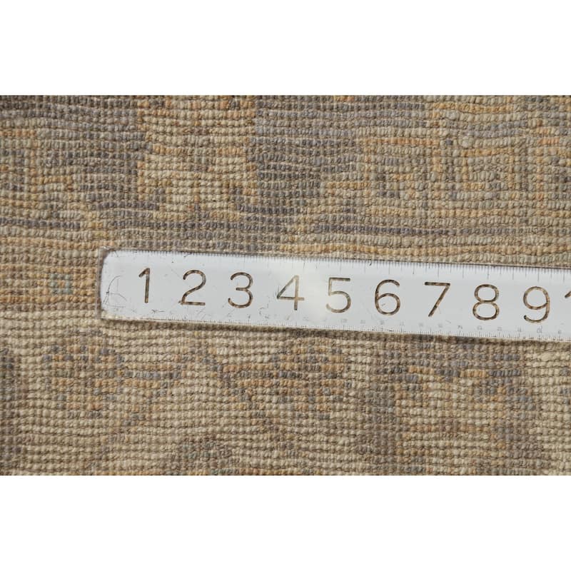 Hand Knotted Oriental 100% Wool Carpet Transitional All-Over Greys & Charcoal Oushak Runner Rug - 13' 1'' X 2' 10''