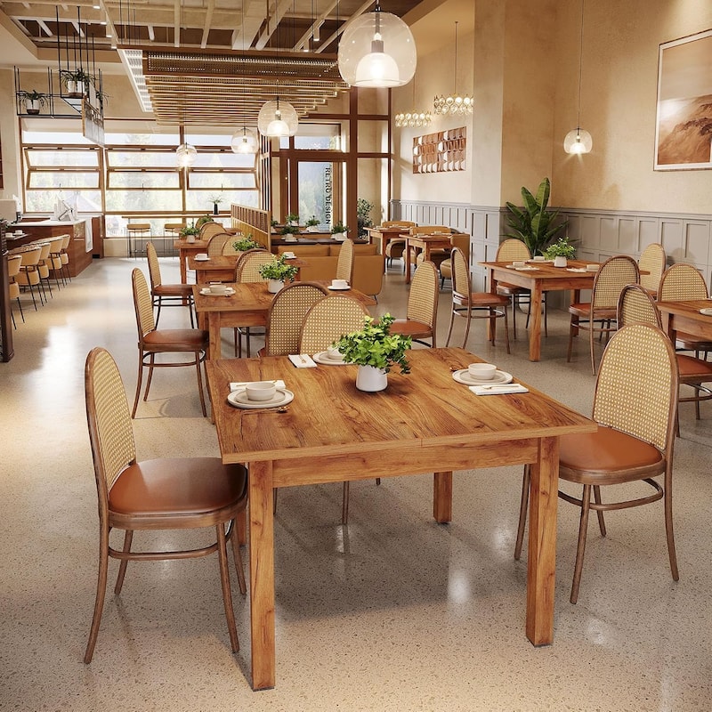 Square Wood Dining Table, Farmhouse Kitchen Table for Living/Dining Room