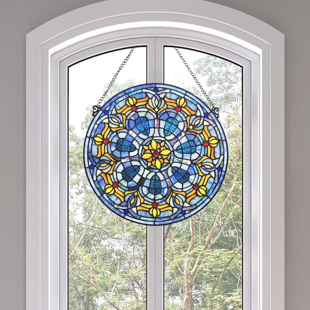River of Goods 19.5"H Chartres Cathedral Stained Glass Window Panel - 19.5" x 0.15" x 19.5"