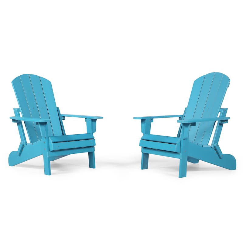 Hurley Folding Poly Adirondack Chair with Pull-out Ottoman (Set of 2)