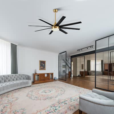 65" Gold LED Ceiling Fan with Light Remote-8 Blade - 65 Inch