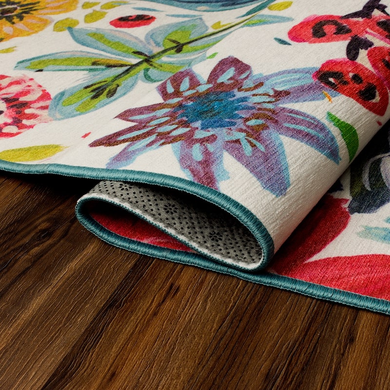 My Magic Carpet Machine Washable Rug Floral Bloom Multicolor
