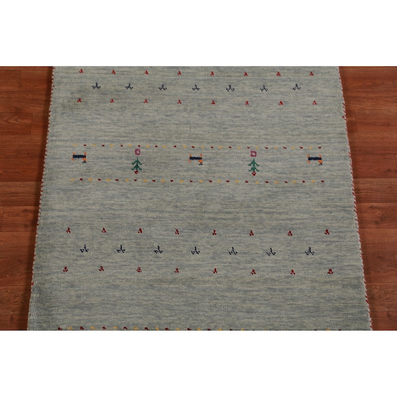 Hand Knotted Oriental 100% Wool Carpet Tribal Animal Pictorial Multi-Colored Gabbeh Area Rug - 4' 11'' X 3' 0''