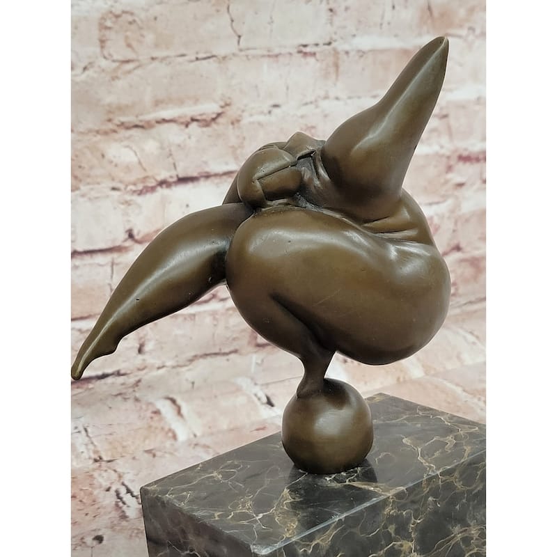 Abstract Curvy Bbw Woman Balancing On Ball Bronze Statue Sculpture Figure 11 Inches X 7 Inches