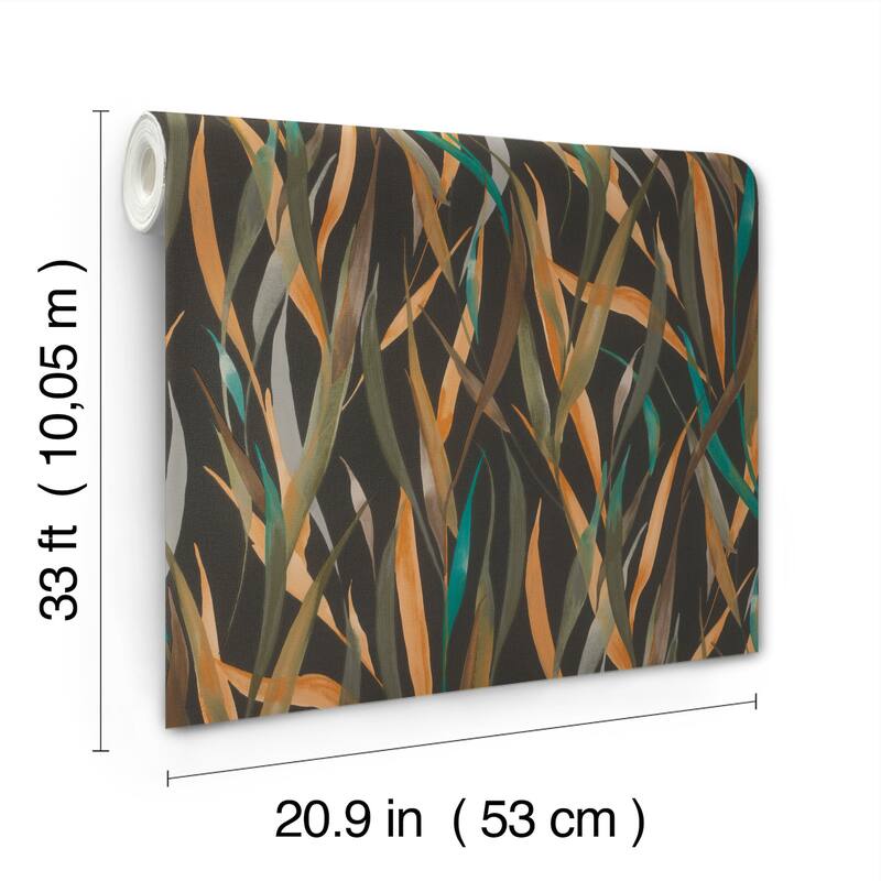 A-Street Prints Willoughby Black Fronds Wallpaper