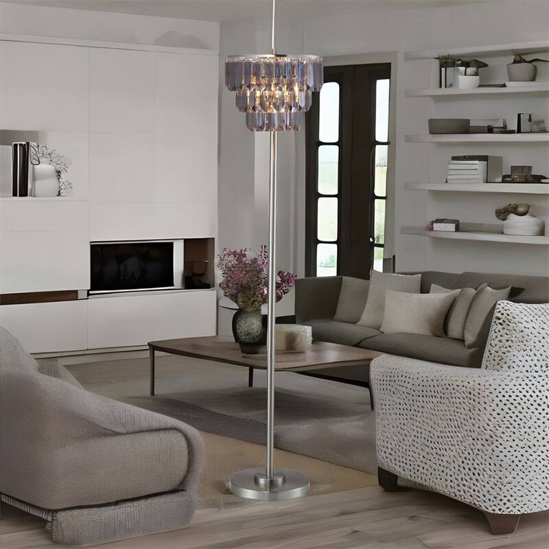 60.5"H Crystal Shade Floor Lamp - Smoke