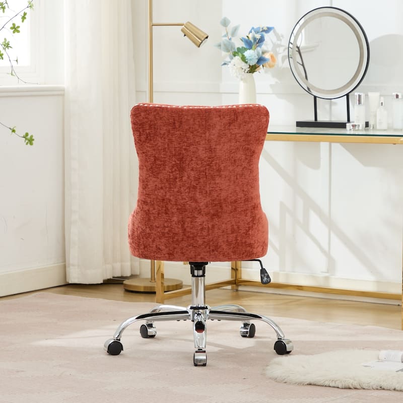GDF Studio - Modern Chenille Tufted Upholstered Office Chair with Chrome Metal Base with Nailhead Trim and High-Rebound Cushion